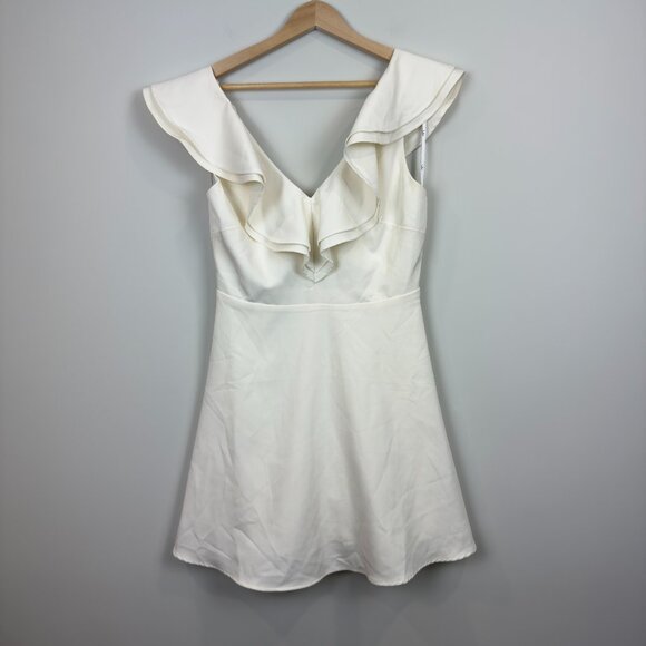 Lulus Dresses & Skirts - Lulus Divine Darling White Ruffled Skater Dress, Size L